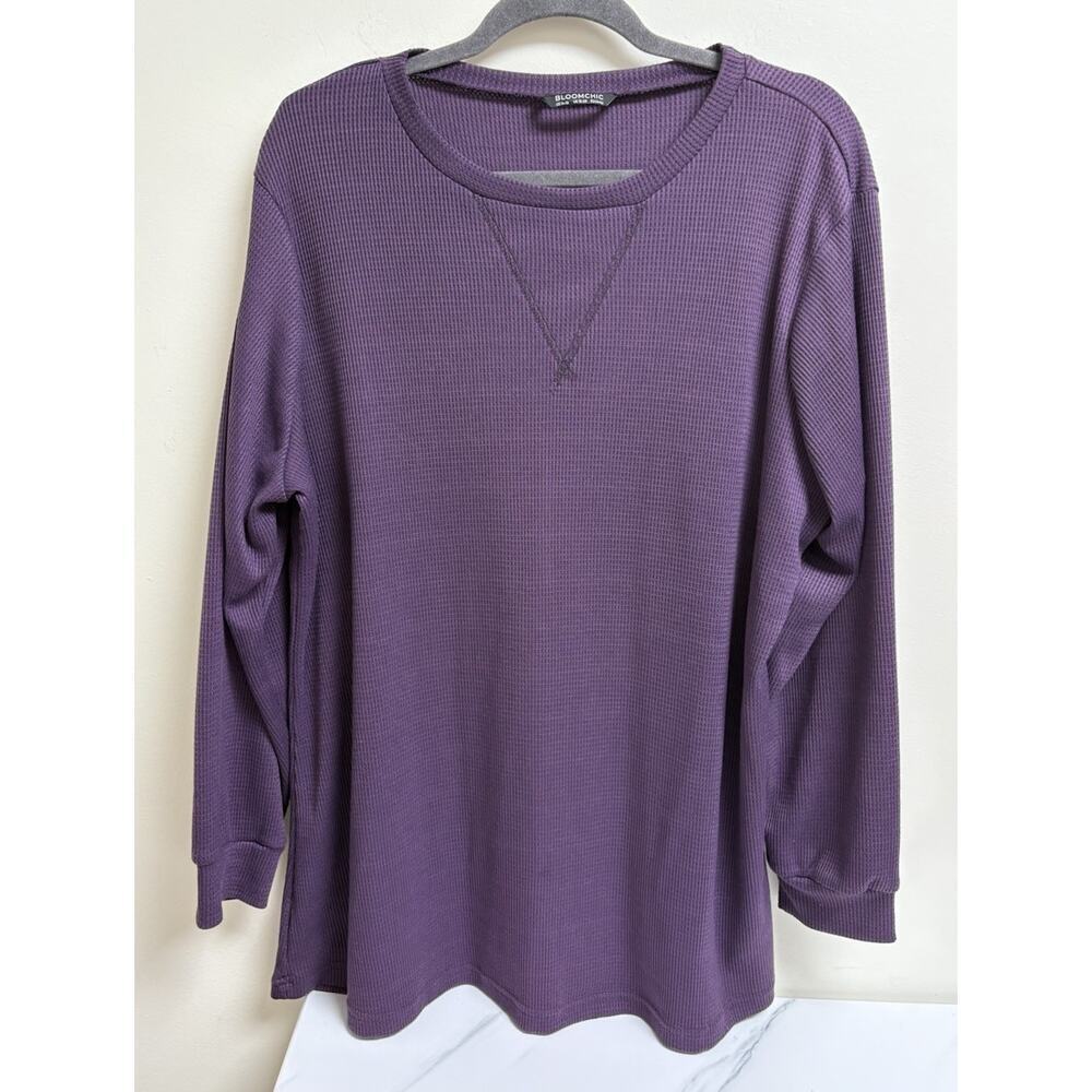 BloomChic‎ Purple Waffle Knit Long Sleeve Top Women’s Size 14 16 Plus Casual